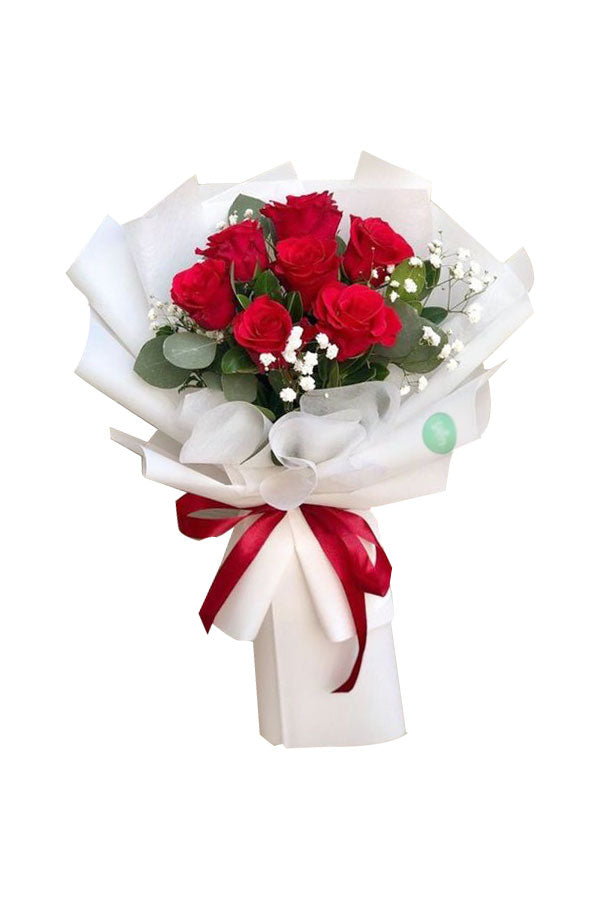 Beauty In Red - 7 Red Roses Bouquet | Fresh Red Roses for Romance and Love | Gift in Dubai