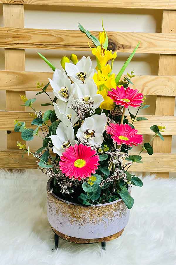 Blooming Faux Mix Flowers Arrangement – Lifelike Mixed Flower Décor for Home & Office | Plantsworld.ae