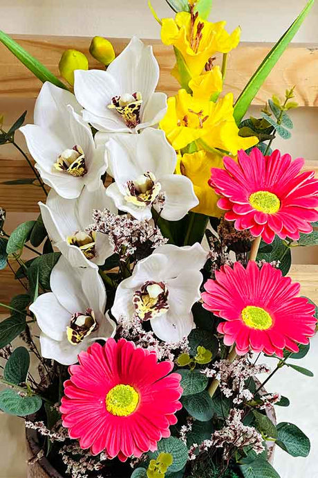 Blooming Faux Mix Flowers Arrangement