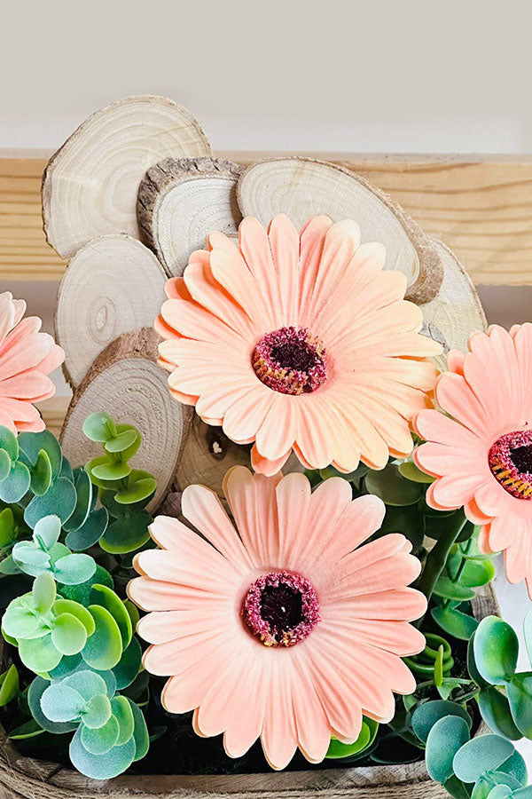 Faux Garbera With Wooden Box