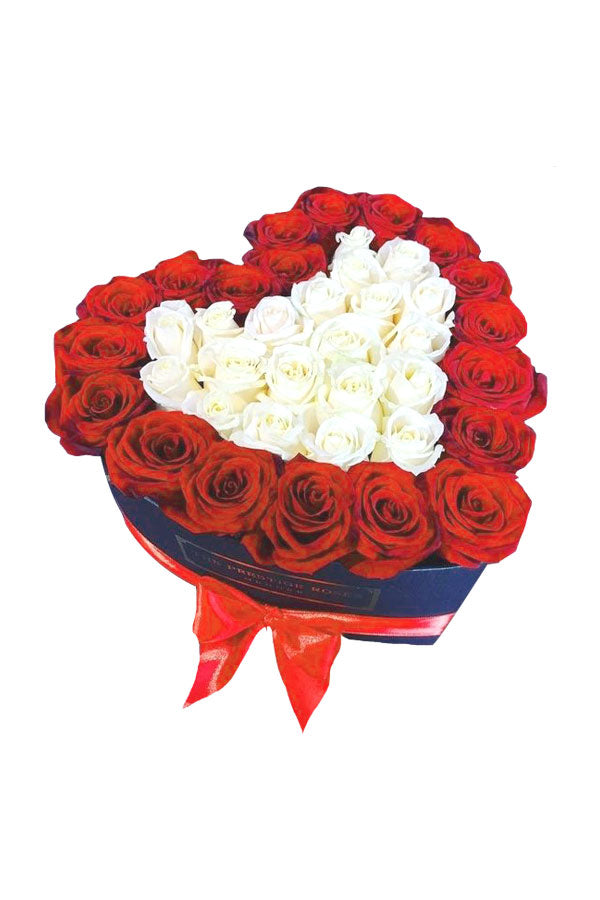 You're Mine - 30 White and Red Rose Bouquet | Elegant Red and White Roses for Love | Gift in Dubai