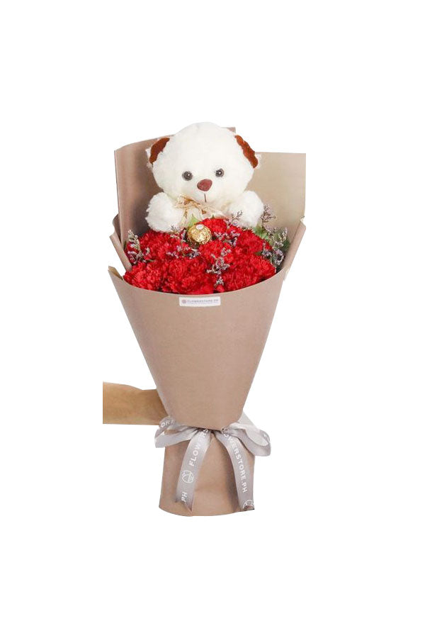 Lavish Valentine Blooms – Romantic Bouquet of 10 Red Carnations