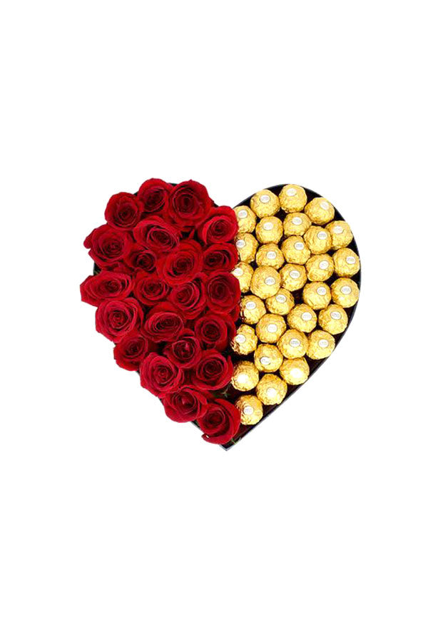 Beautiful Love Story – Red Roses and Chocolates Gift Set