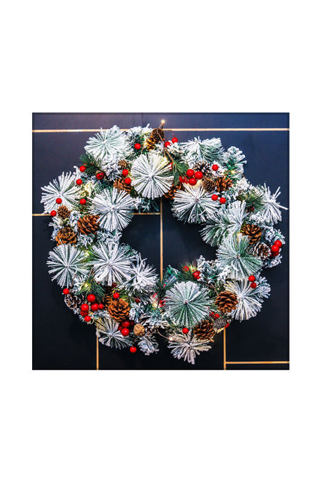Artificial Christmas Wreath Flocked with Mixed Decorations