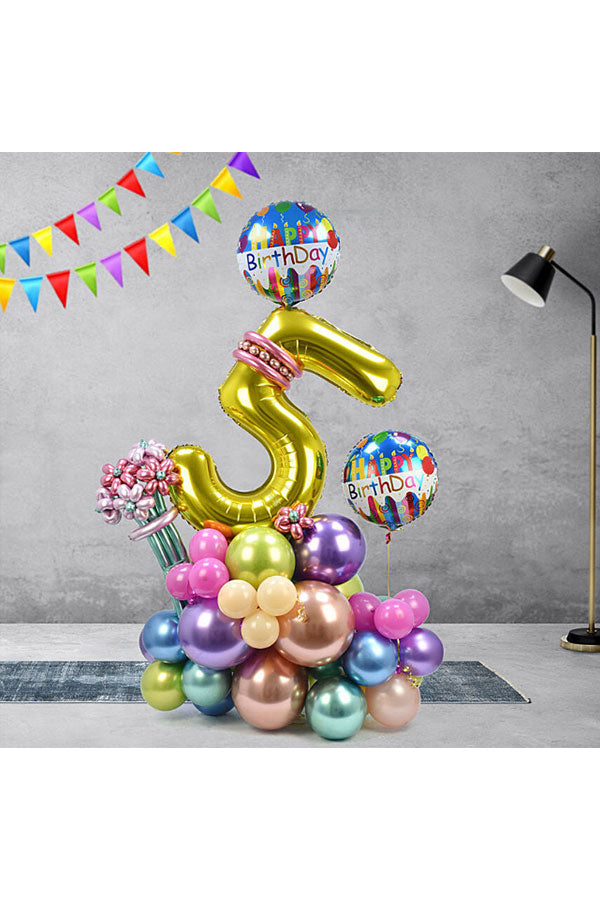 Birthday Numeric Single Balloon Arrangement - Personalized Number Balloons for Birthday Celebrations