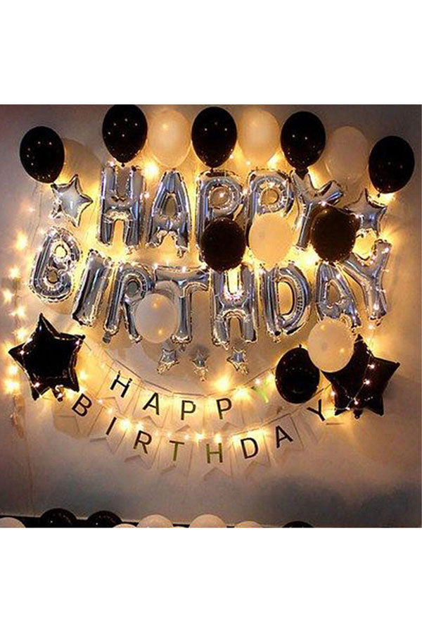 Black and White Birthday Surprise Balloon Decor - Elegant and Stylish Balloon Arrangements for Birthday Parties