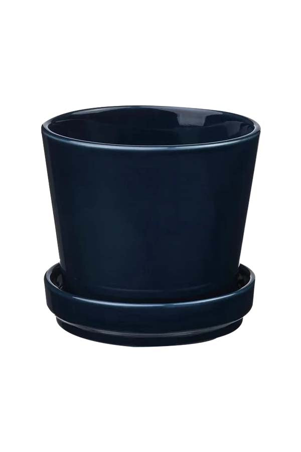 Blue ceramic planter for indoor plants