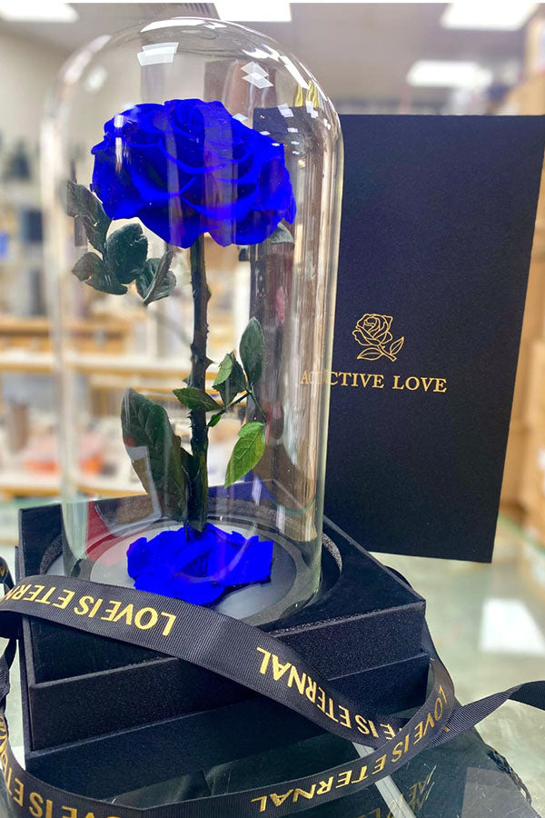 Single preserved blue forever rose in luxury box – eternal gift UAE