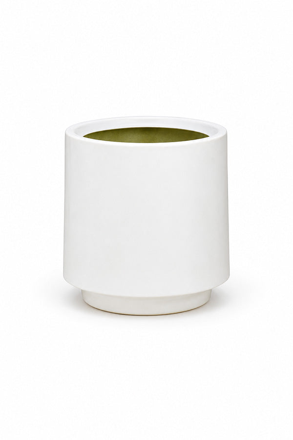 White round GRP fiberglass planter pot for indoor plants, lightweight decor for Dubai homes