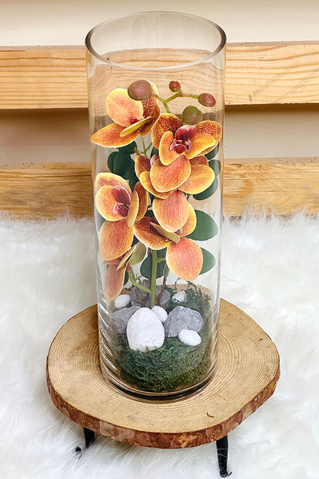 Stunning Orchid Arrangement in Glass Vase – Lifelike Artificial Orchid for Elegant Home & Office Décor | Plantsworld.ae