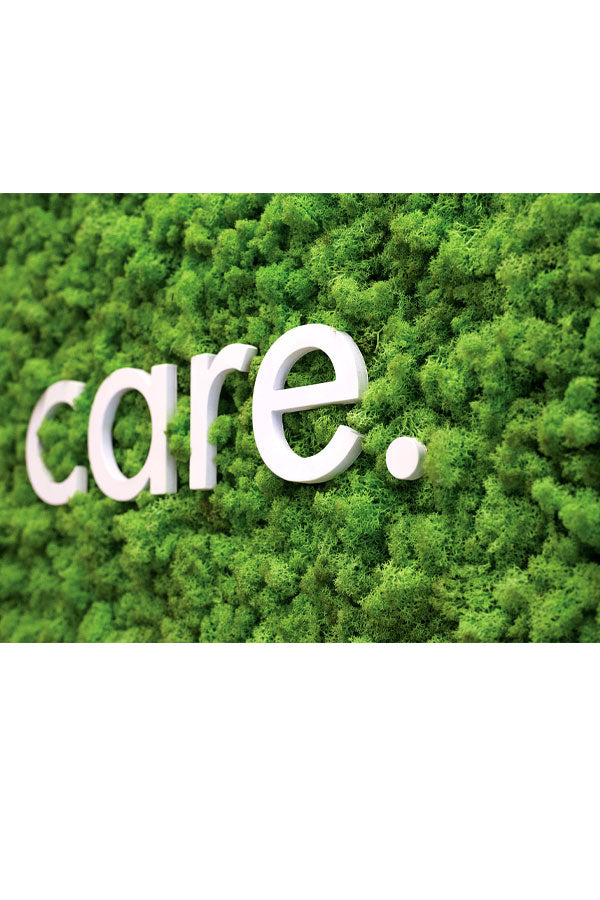 Moss Wall Sign Board featuring preserved green moss and sleek typography – eco-friendly wall décor for modern interiors, available at PlantsWorld.ae.