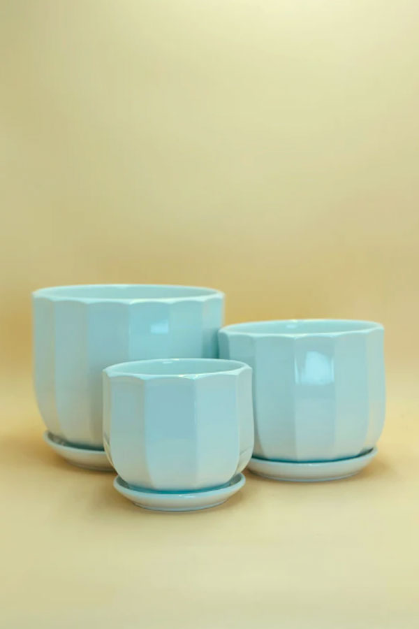 White Ceramic Planters Set