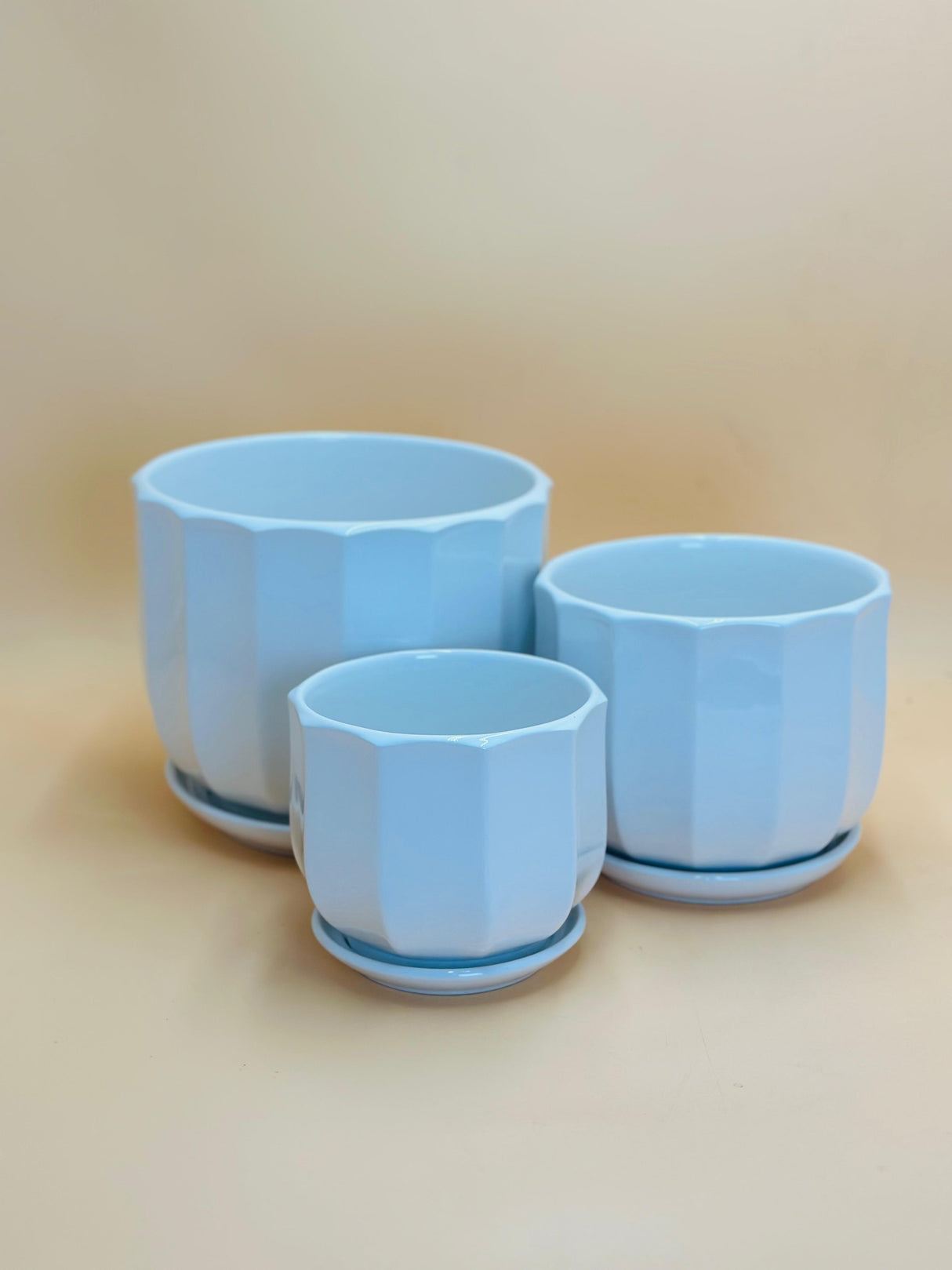 White Ceramic Planters Set