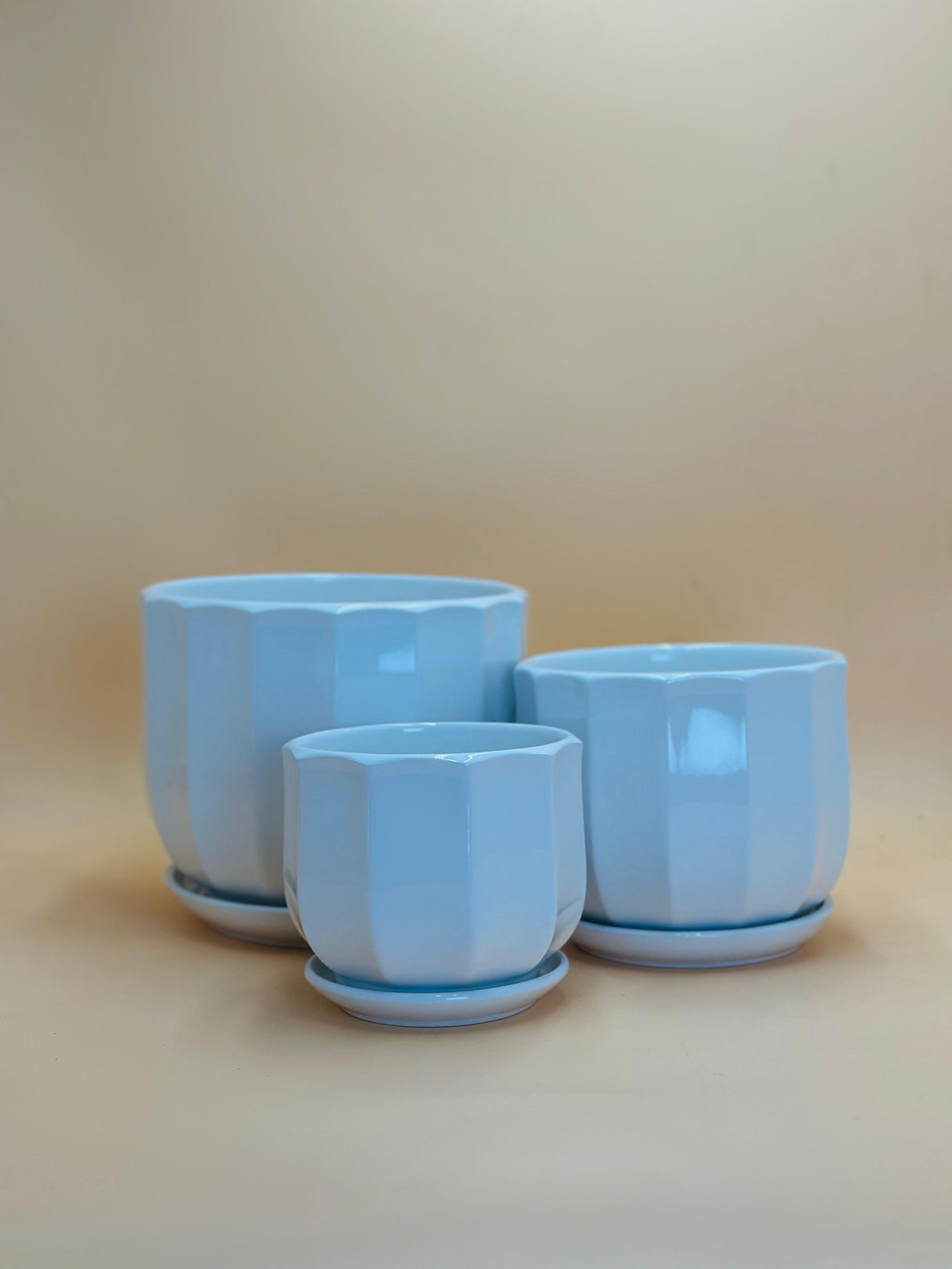 White Ceramic Planters Set