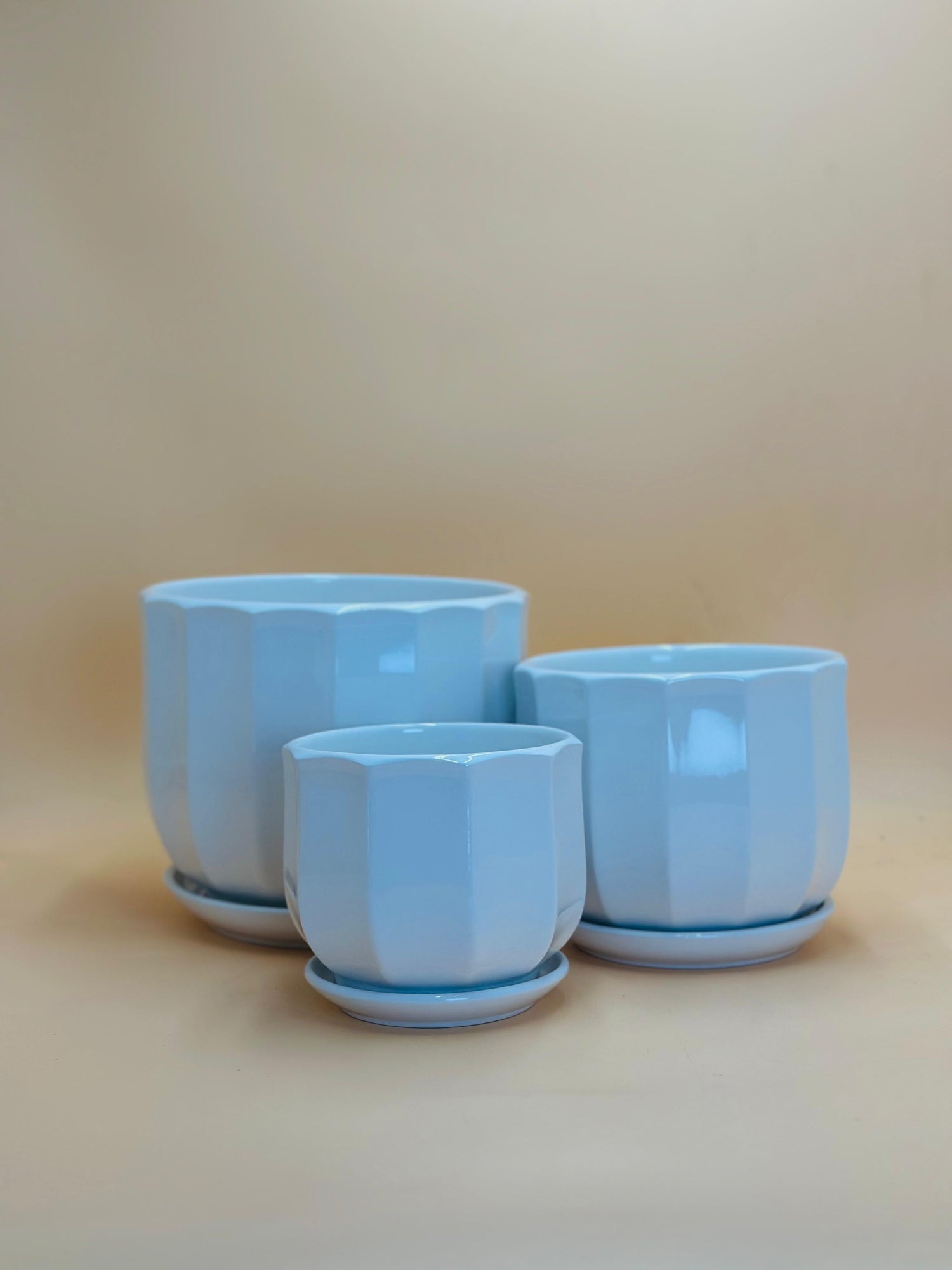 White Ceramic Planters Set