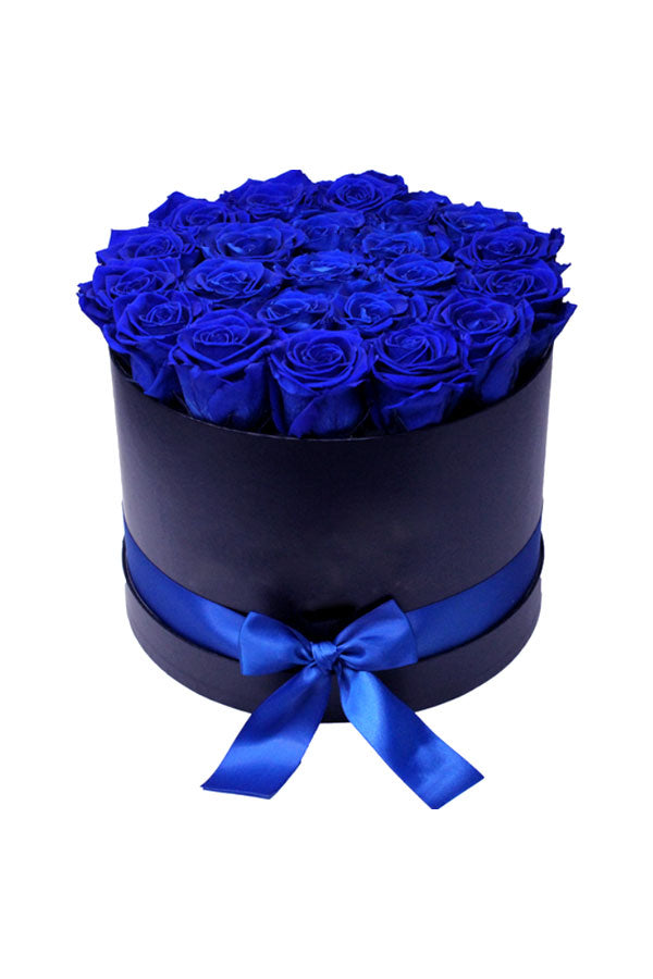 Blue Beauty Flower Gift Box featuring fresh blue blooms in a luxurious and reusable box, perfect for gifting.