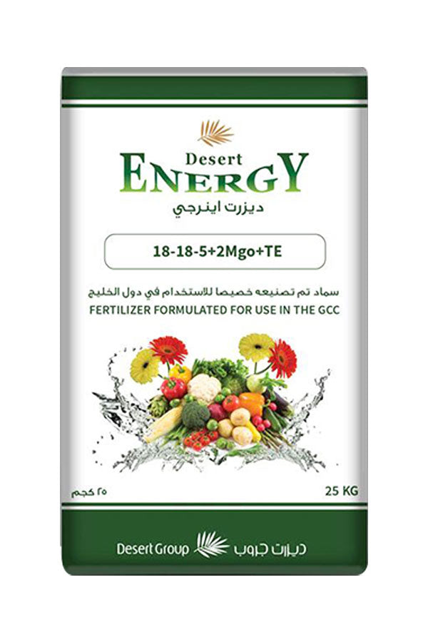 Desert Energy NPK Fertilizer 18-18-5 +2Mgo+Te 25 kg for Plant Care at Plantsworld.ae