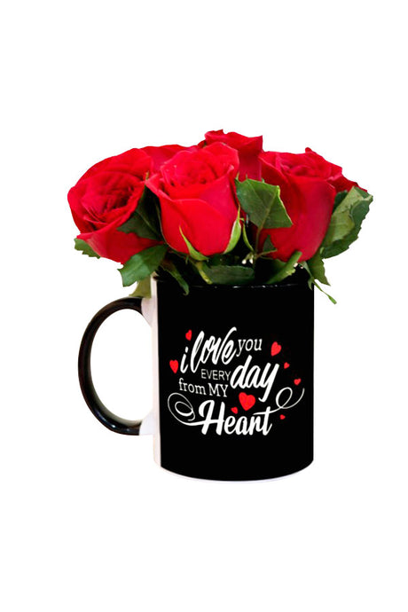 I Love You - Flower gift with romantic flowers and loving mug from Plantsworld.ae