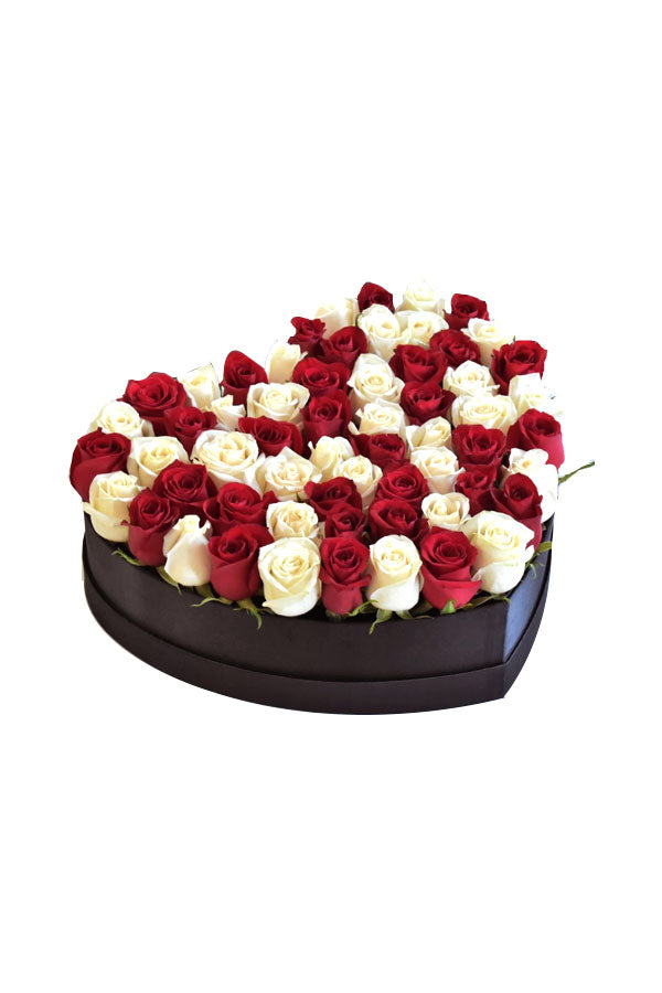 Red And White Rose Box - Flower Gift Box