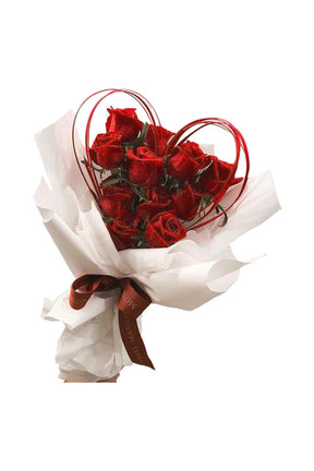 Bunch Of Love - 15 Red Roses | Romantic Red Rose Bouquet for Anniversaries and Gifting | Dubai Flower Delivery


