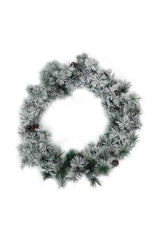Flocked Christmas Garland With Pine Cones