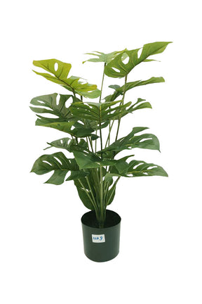 Long Lasting Artificial Monstera Plant – Lifelike Faux Tropical Plant with Glossy Split Leaves in Decorative Pot