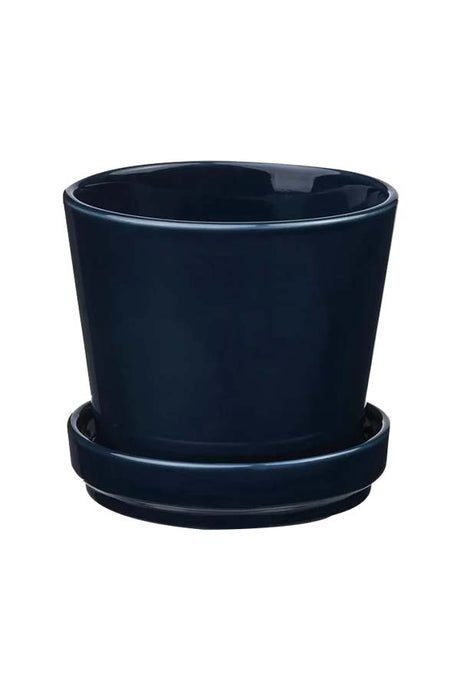 Blue ceramic planter for indoor plants