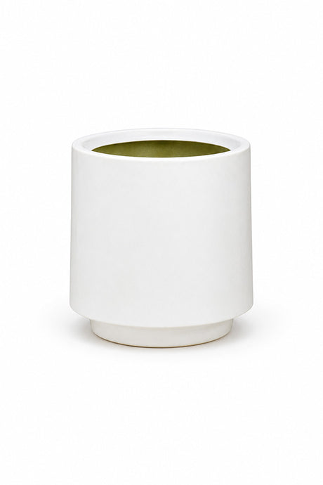 White round GRP fiberglass planter pot for indoor plants, lightweight decor for Dubai homes