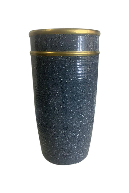Dark Grey Tall Ceramic Pot With Gold Lining