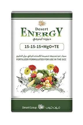 Desert Energy NPK Fertilizer 15-15-15 +Mgo+Te 25 kg for Plant Care at Plantsworld.ae