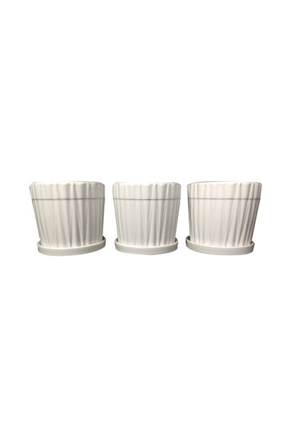 White Ceramic Pot Design 3 ( One Piece)
