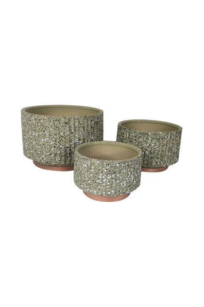 Set Of 3- Ash Design Ceramic Pot