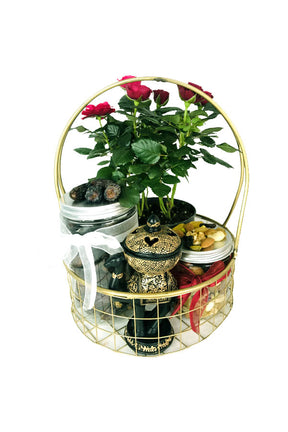 Indoo Red & Pink Rose in a hamber with nuts 