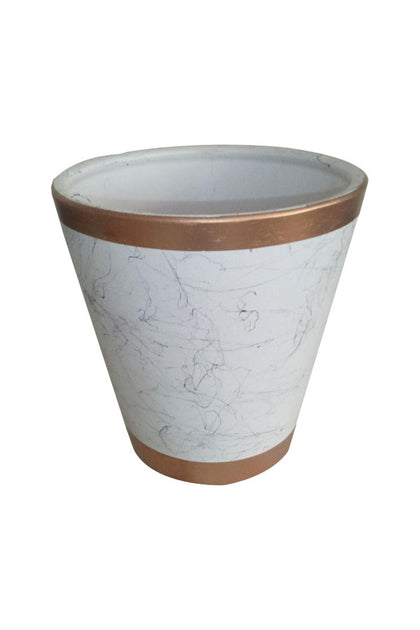 Marble Design Ceramic Pot With Gold Lining